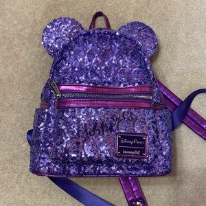 Purple sparkly Disney loungefly bag